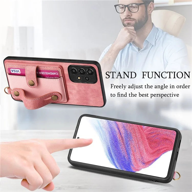 D9 For Samsung Galaxy A53 5G Case PU Leather+PC+TPU Anti-slip Phone Cover with Card Holder
