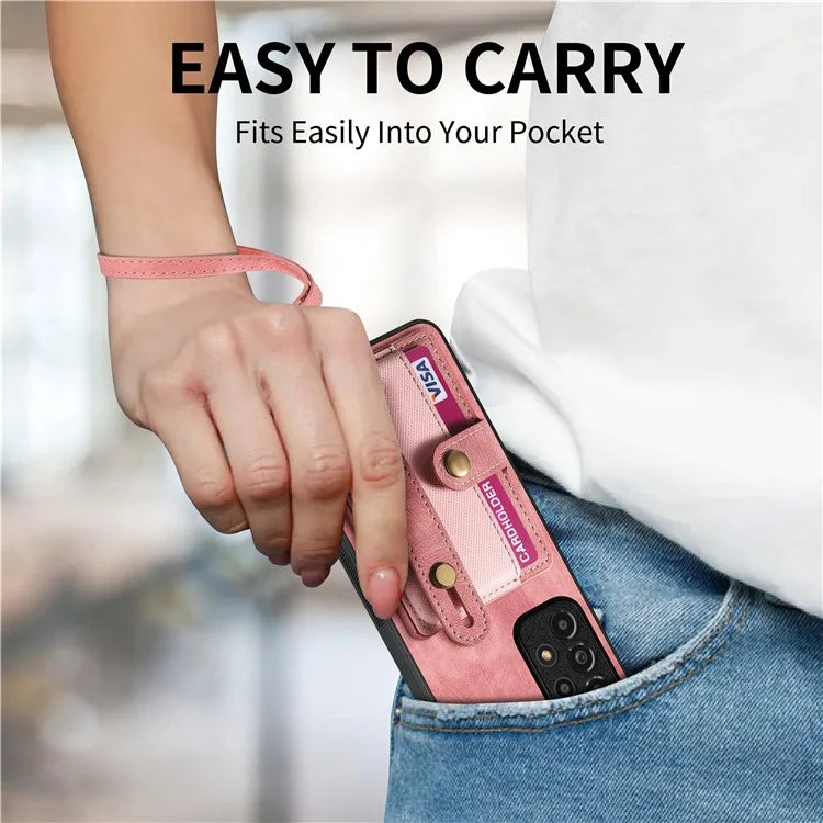 D9 For Samsung Galaxy A53 5G Case PU Leather+PC+TPU Anti-slip Phone Cover with Card Holder