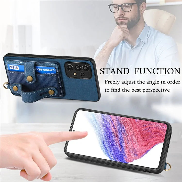 D9 For Samsung Galaxy A53 5G Case PU Leather+PC+TPU Anti-slip Phone Cover with Card Holder