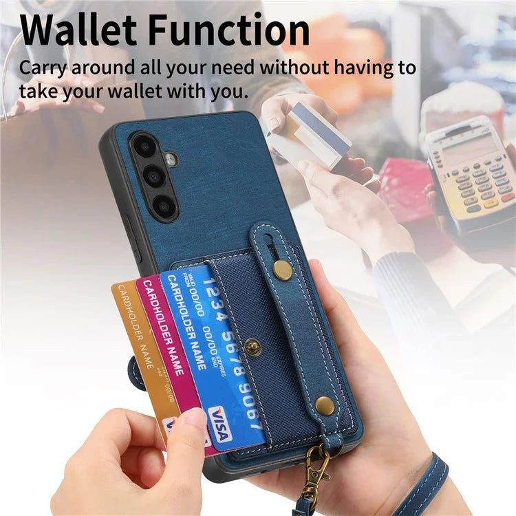 D9 For Samsung Galaxy A34 5G Case Leather Coated TPU+PC Phone Back Cover with Card Holder