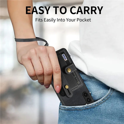 D9 For Samsung Galaxy A24 4G (162.1 x 77.6 x 8.3mm) Case Wristband Kickstand Vintage Texture Phone Cover