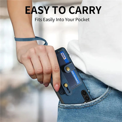D9 For Samsung Galaxy A24 4G (162.1 x 77.6 x 8.3mm) Case Wristband Kickstand Vintage Texture Phone Cover