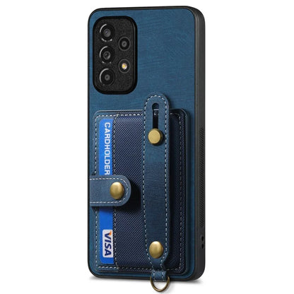 D9 For Samsung Galaxy A13 4G Case Card Holder Design PU Leather Back Cover with Wristband Kickstand