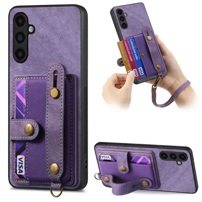 D9 For Samsung Galaxy S23 FE Card Holder Case Leather+TPU+PC Phone Back Cover