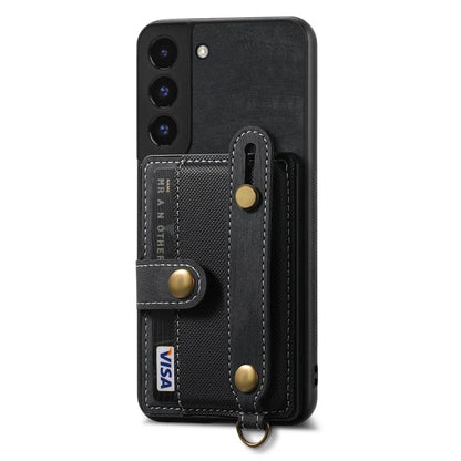 D9 For Samsung Galaxy S22 5G Case Leather Coated TPU+PC Bump Proof Back Shell with Card Slot