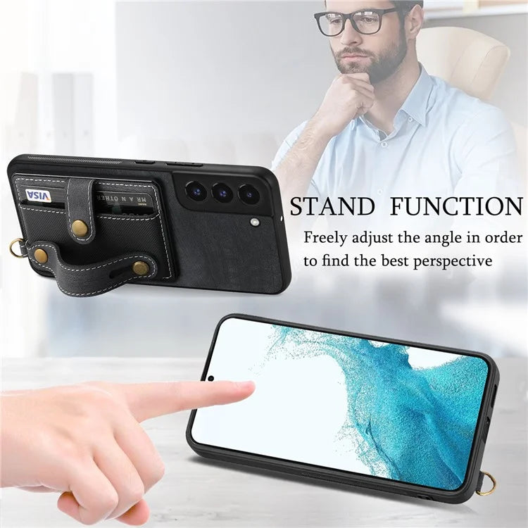 D9 For Samsung Galaxy A13 4G Case PU Leather Non-slip Finger Holder Strap Back Cover