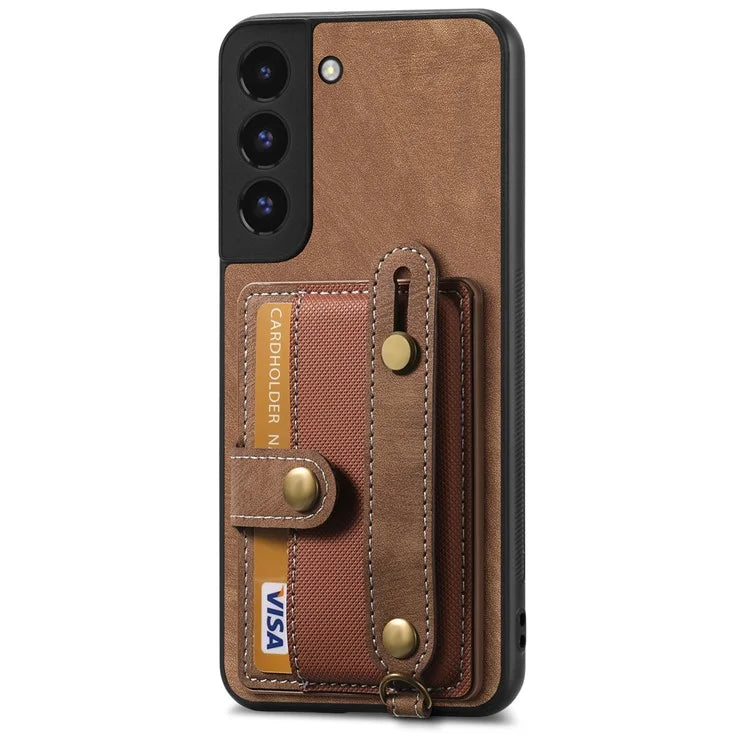D9 For Samsung Galaxy A13 4G Case PU Leather Non-slip Finger Holder Strap Back Cover