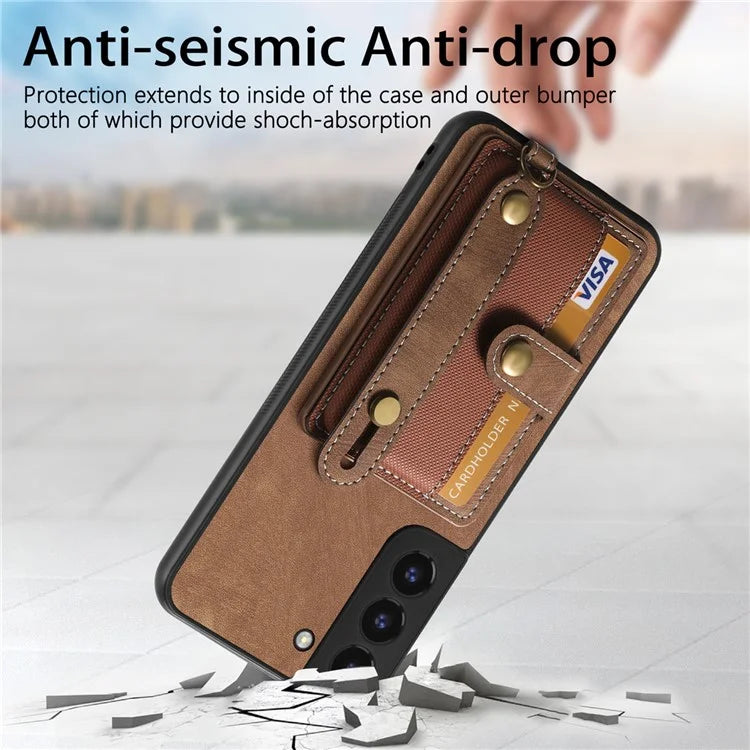 D9 For Samsung Galaxy A13 4G Case PU Leather Non-slip Finger Holder Strap Back Cover
