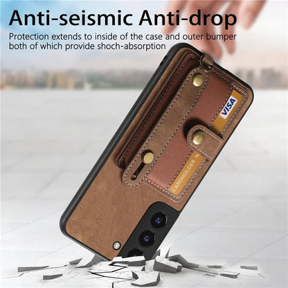 D9 For Samsung Galaxy A13 4G Case PU Leather Non-slip Finger Holder Strap Back Cover
