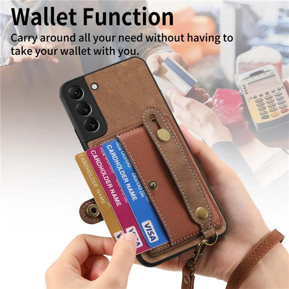 D9 For Samsung Galaxy A13 4G Case PU Leather Non-slip Finger Holder Strap Back Cover