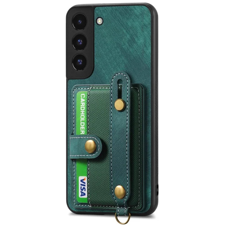 D9 For Samsung Galaxy A13 4G Case PU Leather Non-slip Finger Holder Strap Back Cover