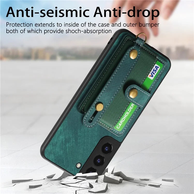 D9 For Samsung Galaxy A13 4G Case PU Leather Non-slip Finger Holder Strap Back Cover