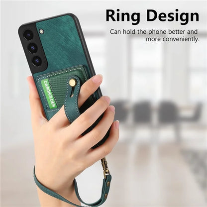 D9 For Samsung Galaxy A13 4G Case PU Leather Non-slip Finger Holder Strap Back Cover