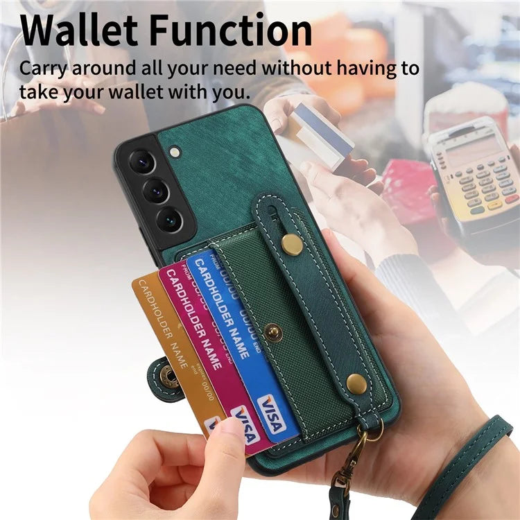 D9 For Samsung Galaxy A13 4G Case PU Leather Non-slip Finger Holder Strap Back Cover