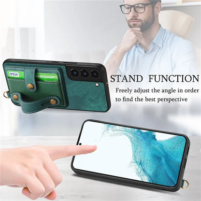 D9 For Samsung Galaxy A13 4G Case PU Leather Non-slip Finger Holder Strap Back Cover