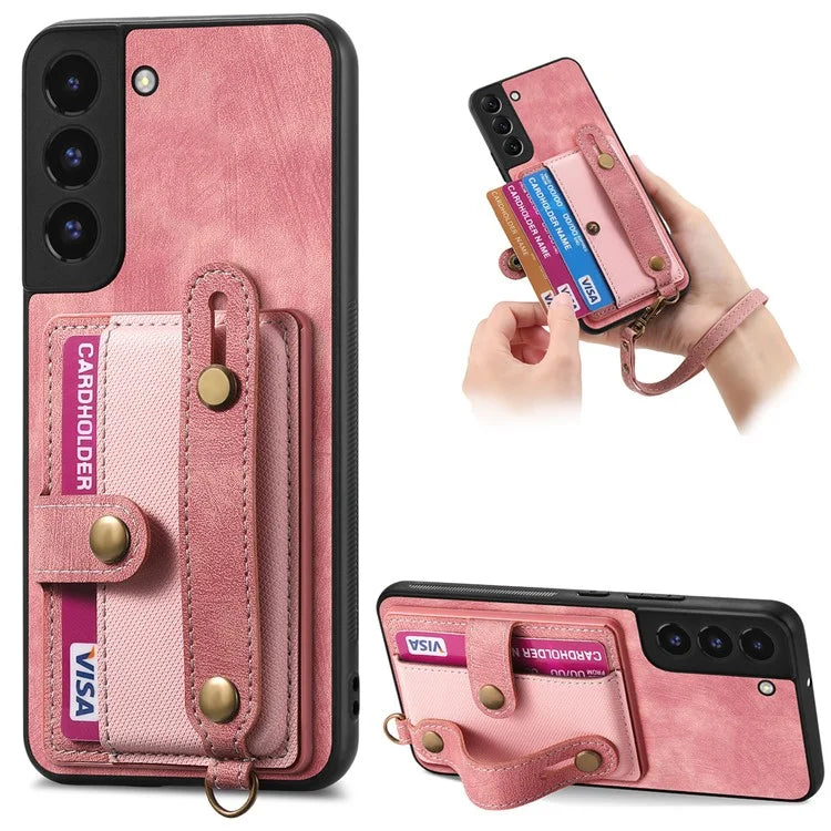 D9 For Samsung Galaxy A13 4G Case PU Leather Non-slip Finger Holder Strap Back Cover