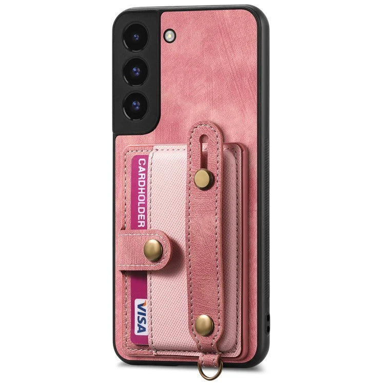 D9 For Samsung Galaxy A13 4G Case PU Leather Non-slip Finger Holder Strap Back Cover