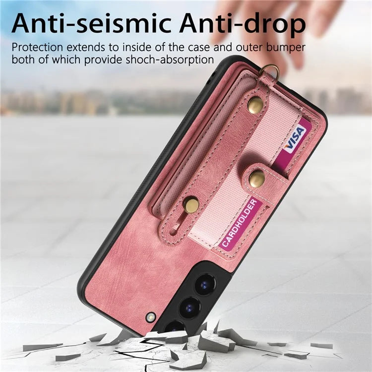D9 For Samsung Galaxy A13 4G Case PU Leather Non-slip Finger Holder Strap Back Cover