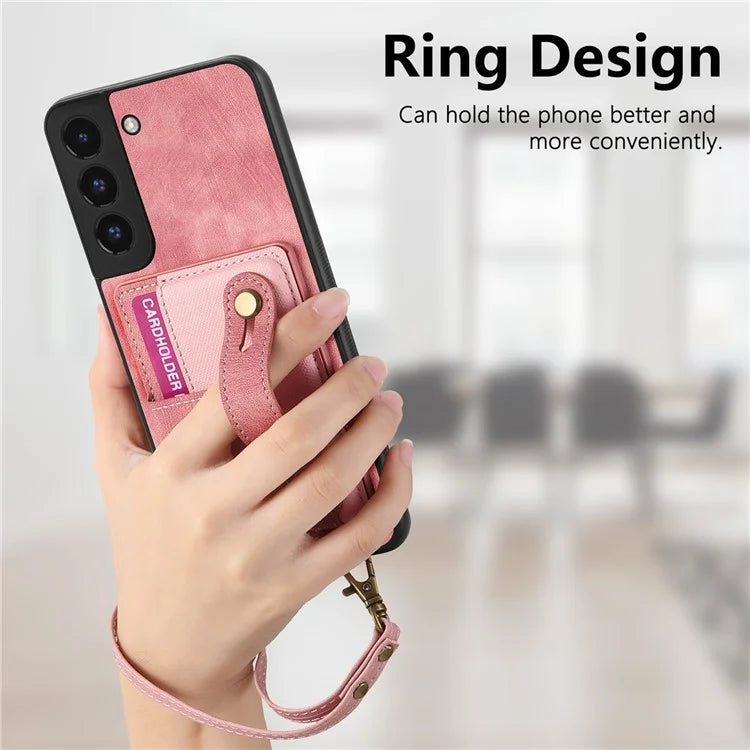 D9 For Samsung Galaxy A13 4G Case PU Leather Non-slip Finger Holder Strap Back Cover