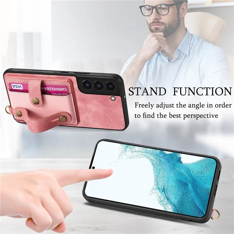 D9 For Samsung Galaxy A13 4G Case PU Leather Non-slip Finger Holder Strap Back Cover