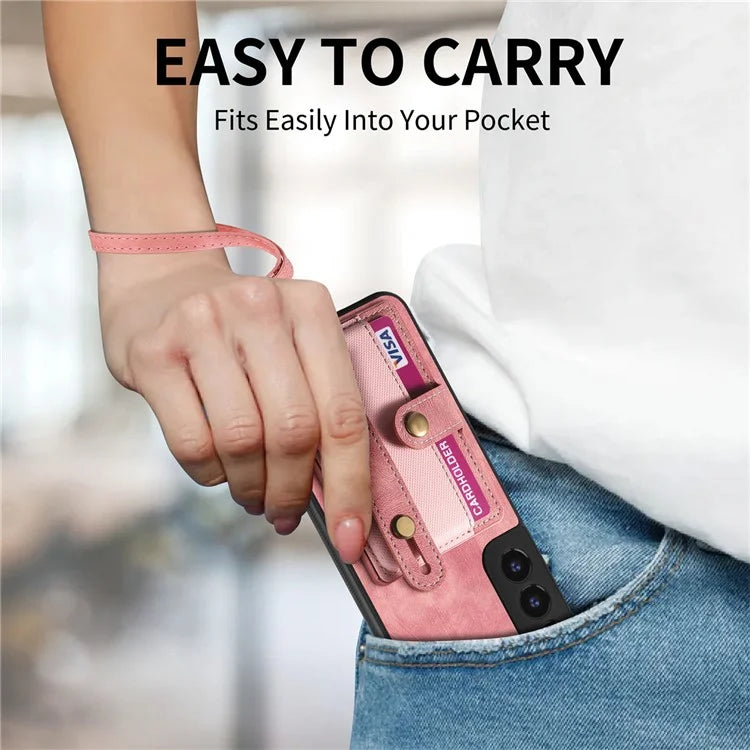 D9 For Samsung Galaxy A13 4G Case PU Leather Non-slip Finger Holder Strap Back Cover
