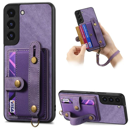D9 For Samsung Galaxy A13 4G Case PU Leather Non-slip Finger Holder Strap Back Cover