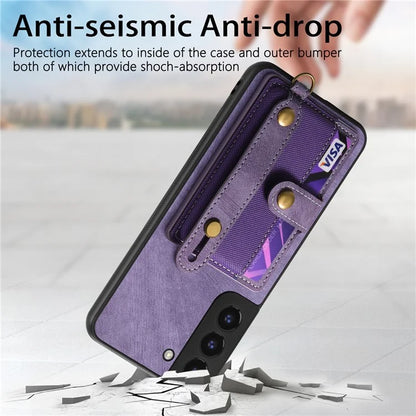 D9 For Samsung Galaxy A13 4G Case PU Leather Non-slip Finger Holder Strap Back Cover