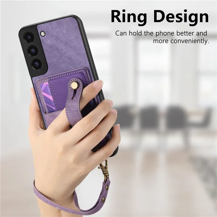 D9 For Samsung Galaxy A13 4G Case PU Leather Non-slip Finger Holder Strap Back Cover