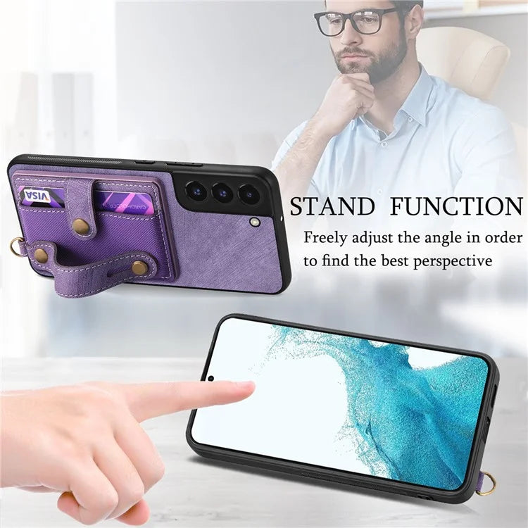 D9 For Samsung Galaxy A13 4G Case PU Leather Non-slip Finger Holder Strap Back Cover