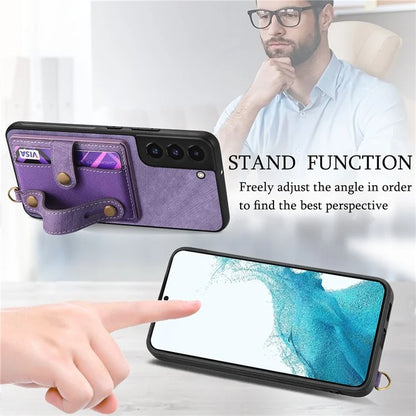 D9 For Samsung Galaxy A13 4G Case PU Leather Non-slip Finger Holder Strap Back Cover