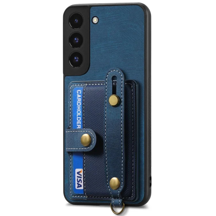 D9 For Samsung Galaxy A13 4G Case PU Leather Non-slip Finger Holder Strap Back Cover