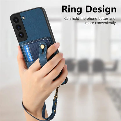 D9 For Samsung Galaxy A13 4G Case PU Leather Non-slip Finger Holder Strap Back Cover