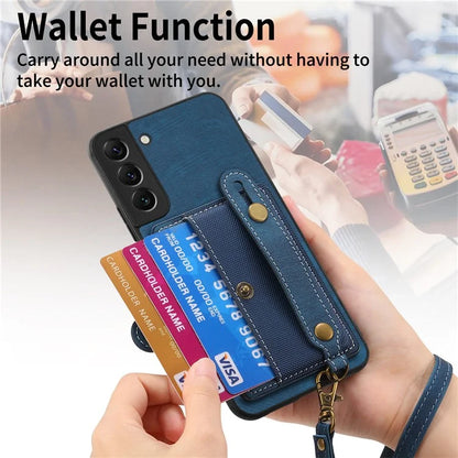 D9 For Samsung Galaxy A13 4G Case PU Leather Non-slip Finger Holder Strap Back Cover