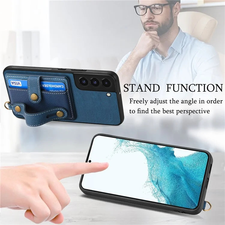 D9 For Samsung Galaxy A13 4G Case PU Leather Non-slip Finger Holder Strap Back Cover