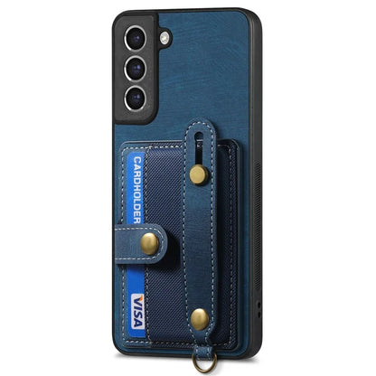 D9 For Samsung Galaxy S21 FE 5G Case PU Leather Card Holder Back Cover with Hand Strap