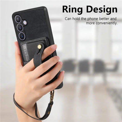 D9 For Samsung Galaxy S24 Kickstand Case Leather+TPU+PC Card Holder Phone Cover