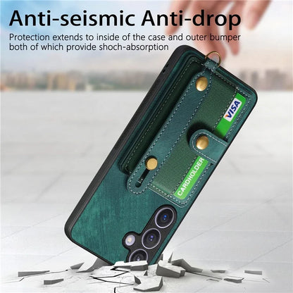 D9 For Samsung Galaxy S24 Kickstand Case Leather+TPU+PC Card Holder Phone Cover