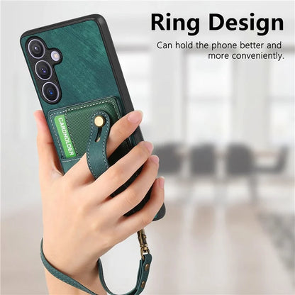 D9 For Samsung Galaxy S24 Kickstand Case Leather+TPU+PC Card Holder Phone Cover