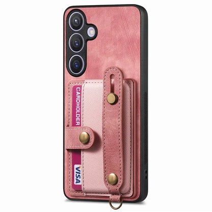 D9 For Samsung Galaxy S24 Kickstand Case Leather+TPU+PC Card Holder Phone Cover