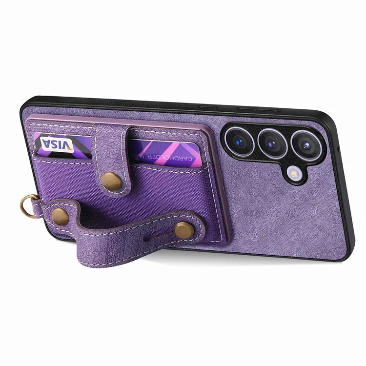D9 For Samsung Galaxy S24 Kickstand Case Leather+TPU+PC Card Holder Phone Cover