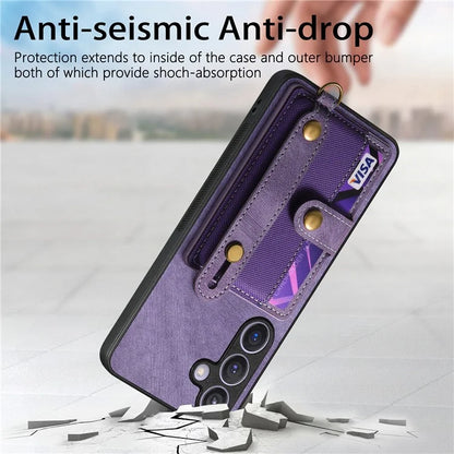D9 For Samsung Galaxy S24 Kickstand Case Leather+TPU+PC Card Holder Phone Cover