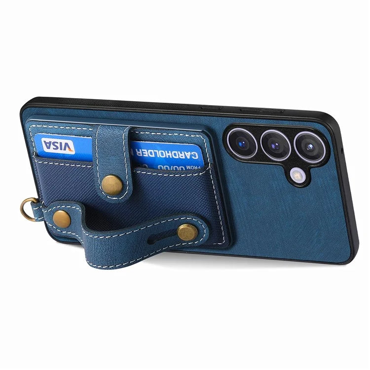 D9 For Samsung Galaxy S24 Kickstand Case Leather+TPU+PC Card Holder Phone Cover