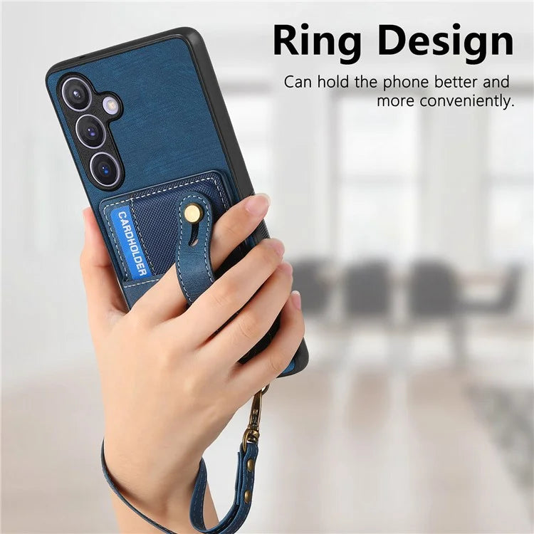 D9 For Samsung Galaxy S24 Kickstand Case Leather+TPU+PC Card Holder Phone Cover