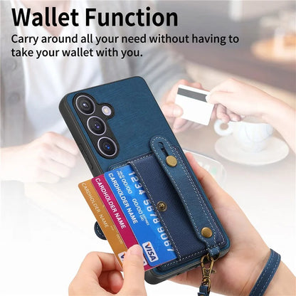 D9 For Samsung Galaxy S24 Kickstand Case Leather+TPU+PC Card Holder Phone Cover