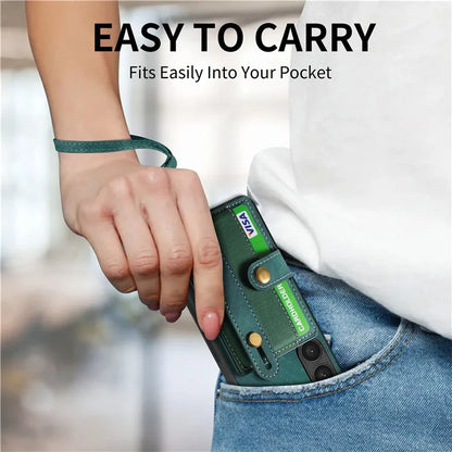D9 For Samsung Galaxy S23 Case Retro Leather Coated TPU+PC Protective Cover with Wrist Strap