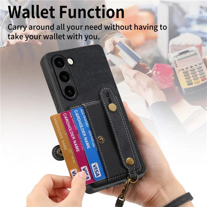 D9 For Samsung Galaxy S23+ Card Slot Case Retro Texture PU+TPU+PC Phone Cover