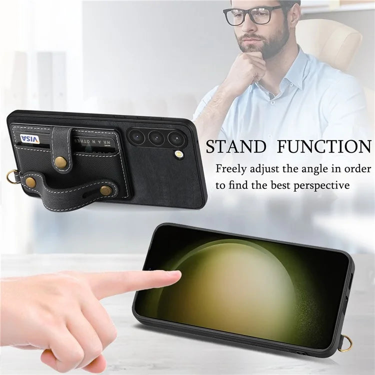 D9 For Samsung Galaxy S23+ Card Slot Case Retro Texture PU+TPU+PC Phone Cover