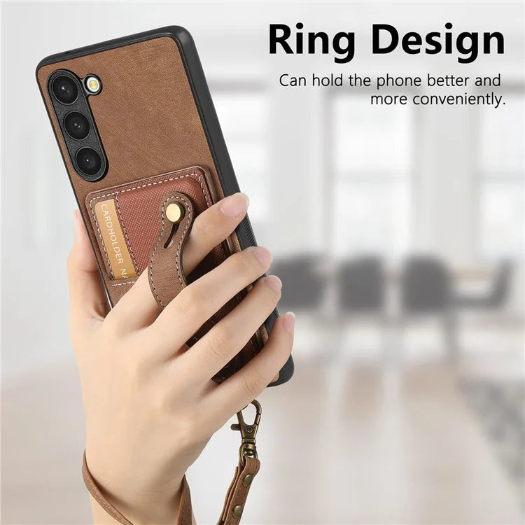 D9 For Samsung Galaxy S23+ Card Slot Case Retro Texture PU+TPU+PC Phone Cover