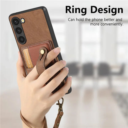 D9 For Samsung Galaxy S23+ Card Slot Case Retro Texture PU+TPU+PC Phone Cover