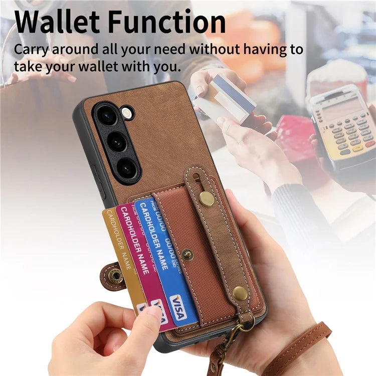 D9 For Samsung Galaxy S23+ Card Slot Case Retro Texture PU+TPU+PC Phone Cover